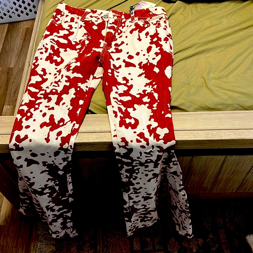 Wide leg flare cow pants